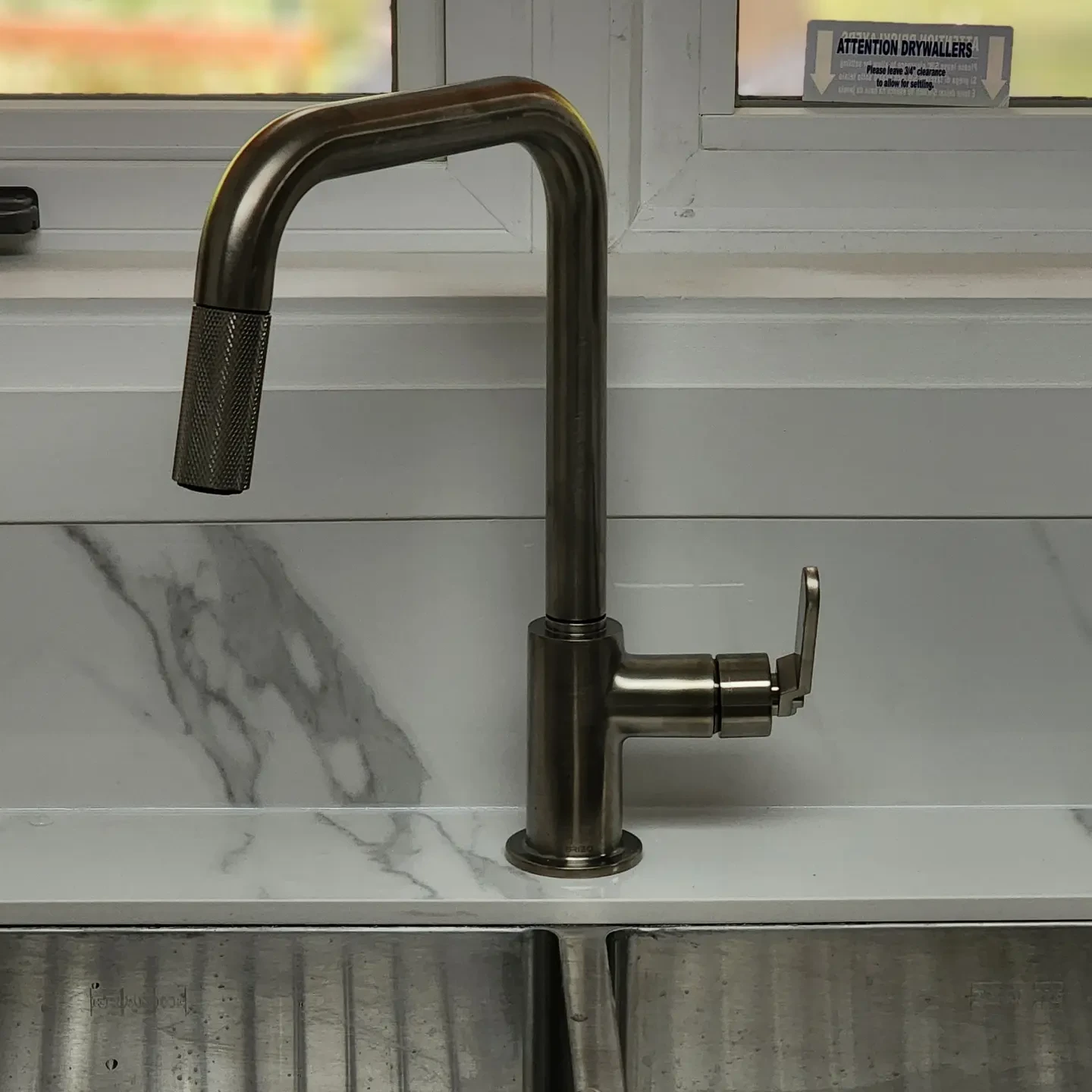 Modern kitchen faucet and plumbing installation