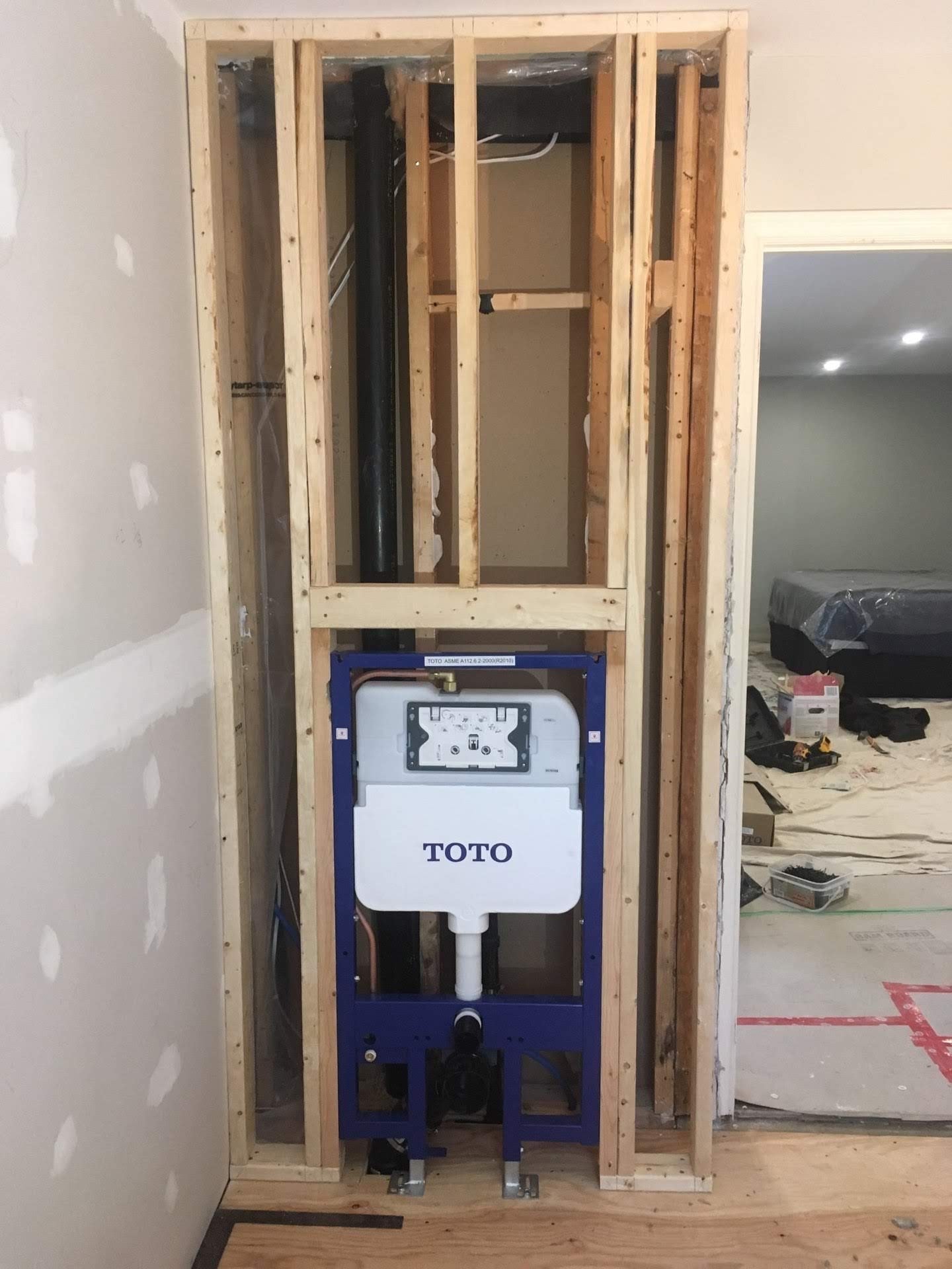 TOTO toilet installation in framing