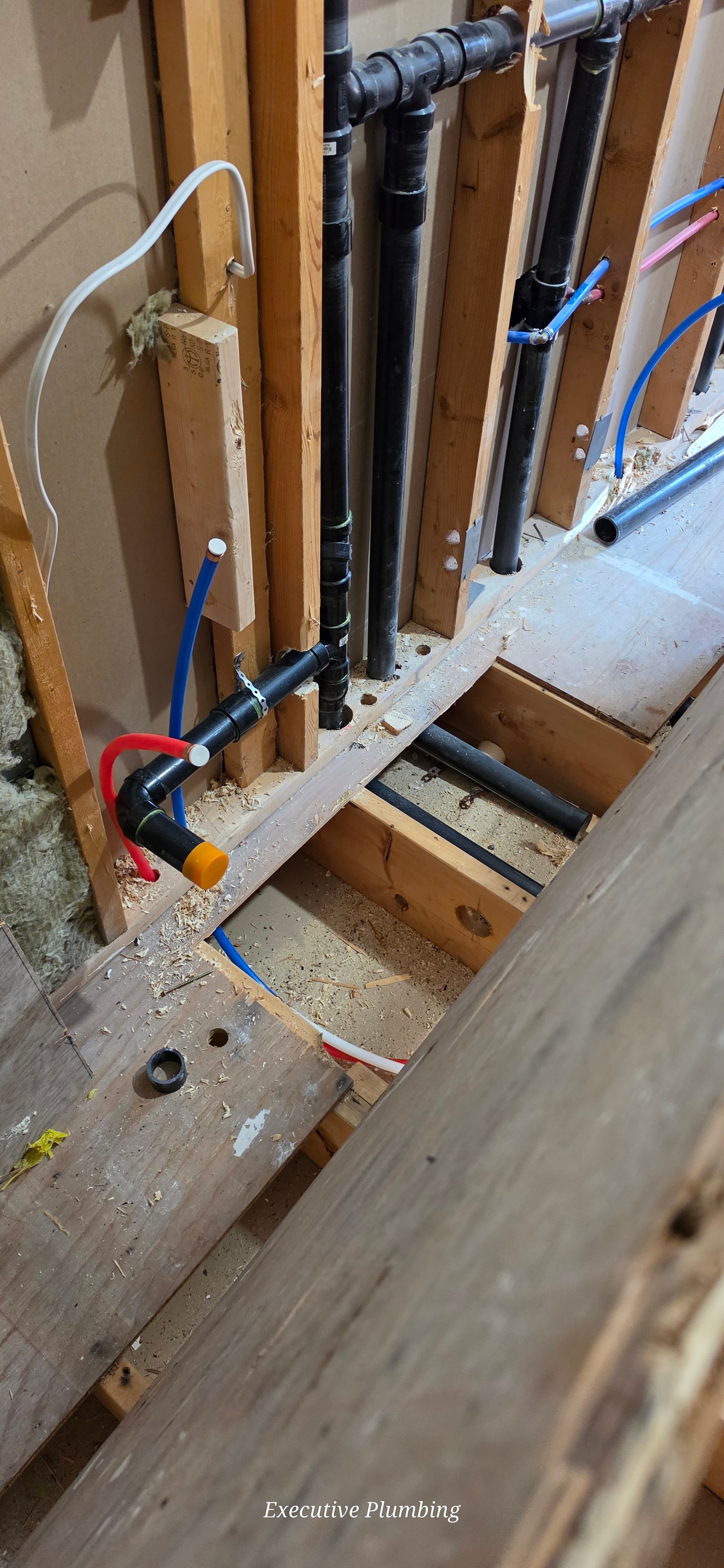 Rough-in plumbing in walls