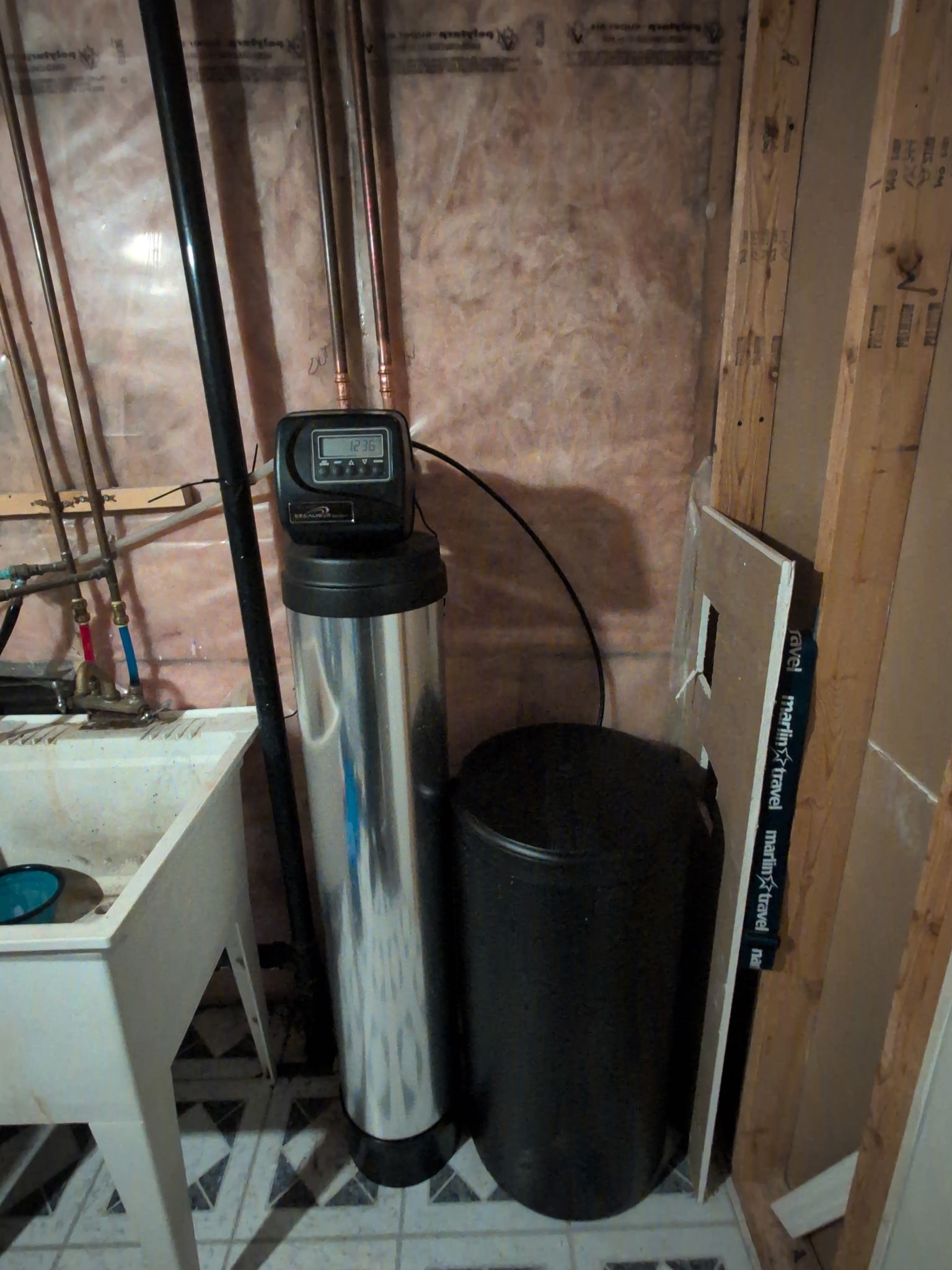 Water softener system with digital display