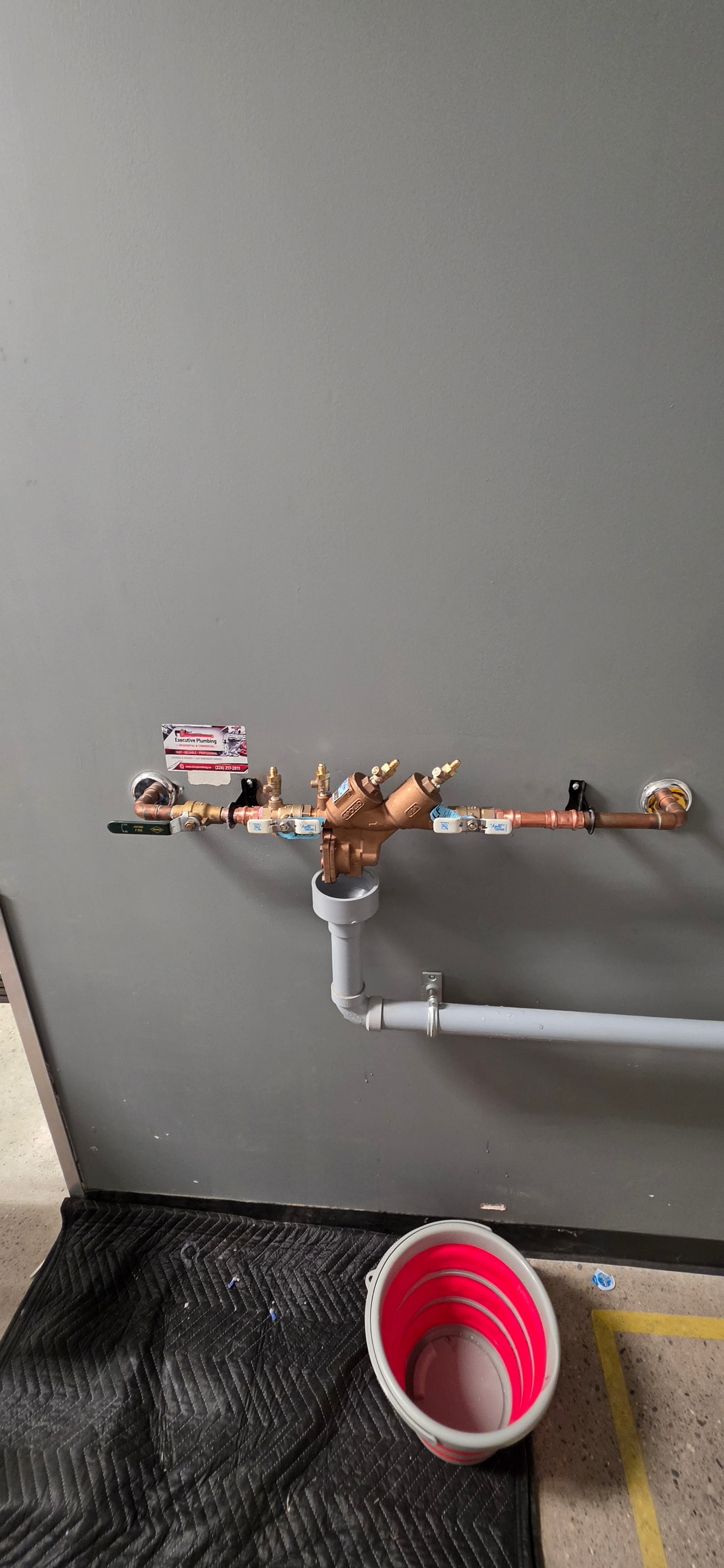 Copper plumbing manifold system wall mounted