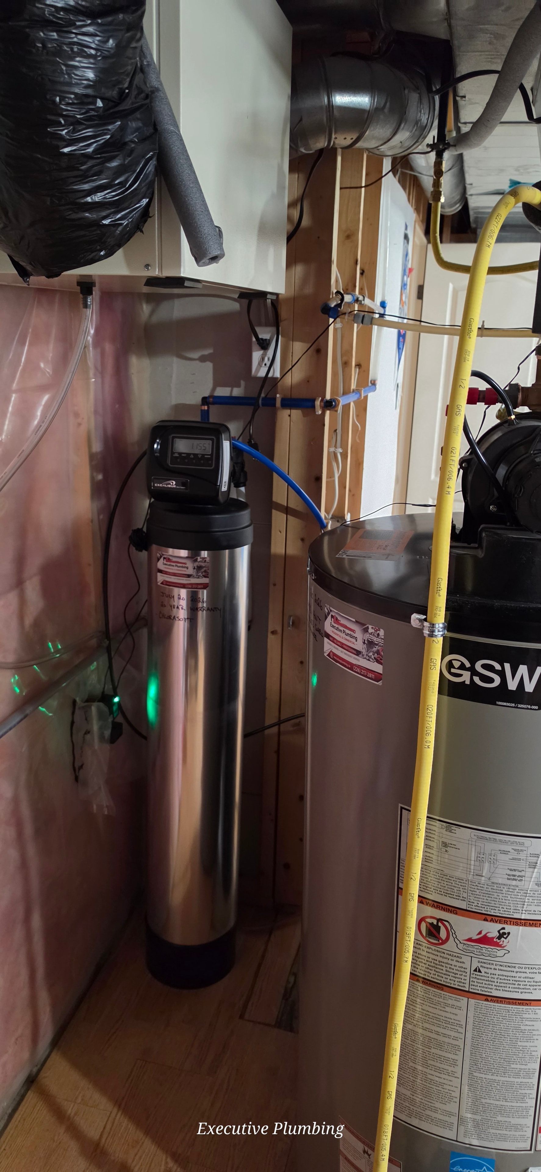 Water softener system installation basement